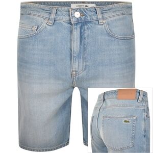 Lacoste Denim Shorts In Light Wash Blue